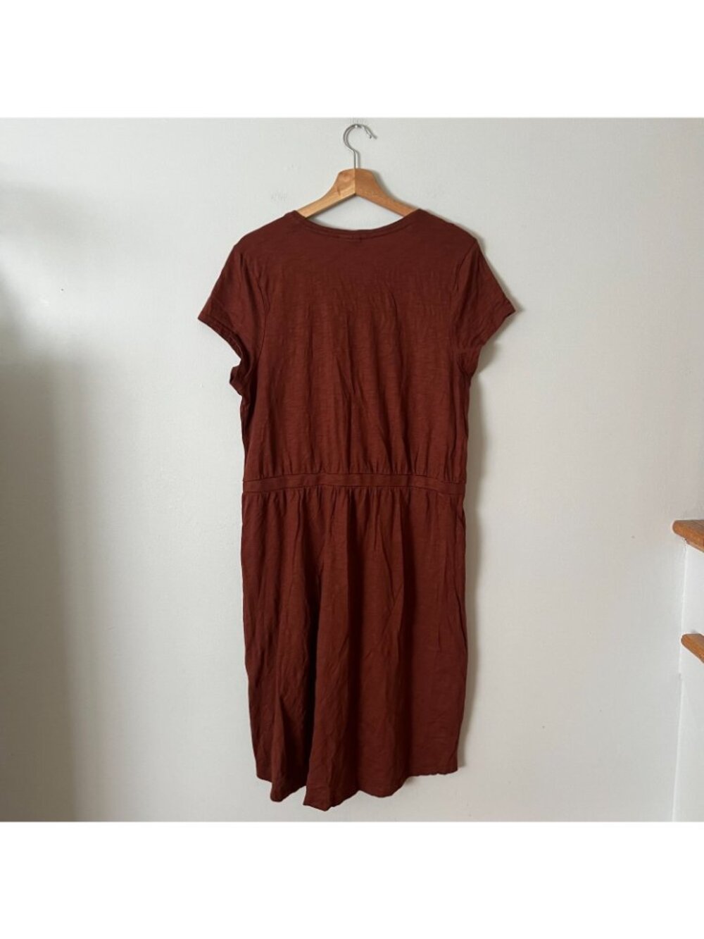 Pact Relaxed Slub Weekend T-Shirt Dress Mahogany Brown Women's Size Large - Picture 7 of 9